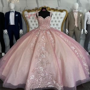 Robe de Quinceanera rose brillante, épaules dénudées, robe de bal de princesse, robe de bal, douce, 15 ans, Miss anniversaire, robe mexicaine, 2024