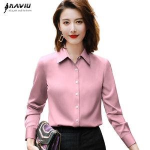 Chemise rose Wome professionnel Temperamet printemps mode formelle à manches longues en mousseline de soie Blouses bureau dames travail hauts 210604