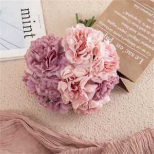 Hortensias de seda rosa, flores artificiales, flores de boda para novia, seda de mano, peonía floreciente, flores falsas, decoración blanca para el hogar GC2175