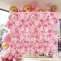 Roze Zijden Roos Bloem Muur Kunstmatig Voor Bruiloft Decoratie BabyShow Party Kerst Thuis Achtergrond Decor 240117