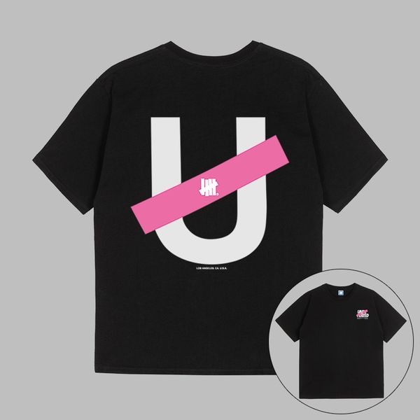 Pink Slash Letter U Print Designer Hommes T-shirts UNDEFEATED UNDFTD Japon Graphic Tee Hommes Femmes T-shirt unisexe 100% coton Casual Oversize TShirts S-2XL