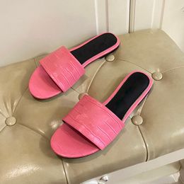 Roze pantoffels Nieuwigheid platte damesschoenen mode gouden gesp Sandalen Steenkorrel koeienhuid Satijn Damesschoen Designer comfort dames Casual slipper 35-42 withbox