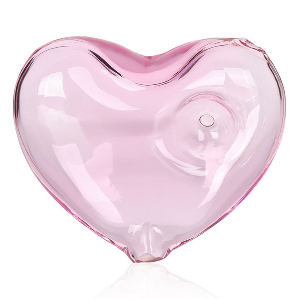 Rose Fumer Pyrex Pipes En Verre Épais Portable Poche Herbe Sèche Tabac Filtre Cuillère Bol Innovant LOVE Coeur Style Pipes Porte-Cigarette DHL