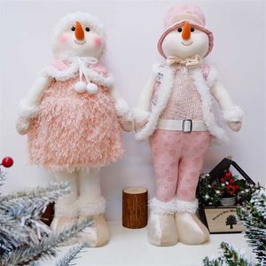 Roze Sneeuwpop Pluche Poppen Gevulde Speelgoed Kerstdecoratie Festival Gift Voor Kinderen Verjaardag Jaar Navidad Home Ornamenten 211018