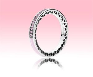 Roze steen Liefde harten Ringen Vrouwen Meisjes Partij Sieraden voor 925 Sterling Zilver CZ Diamanten Trouwring met Originele doos25559514089