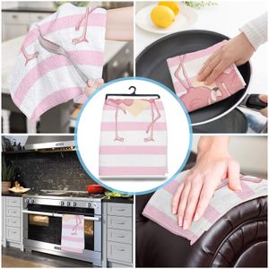 Roze gestreepte flamingo microvezel keuken hand handdoek DISHLIJN TAURWARE HUISHOUDEN REINIGING DOKEEL GEBRUIKSTOLEN VOOR KEIKEN