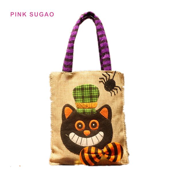 Sugao rose sacs fourre-tout drôle sac à main designer halloween lin citrouille sac fourre-tout enfants fête habiller lin sac de bonbons sucre cadeau sac accessoires