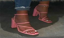 Sandales d'été roses confortables et polyvalentes OpenToe Sandale Highheed Sandale Outdoor Couleur solide plus taille Sandales 210328101956