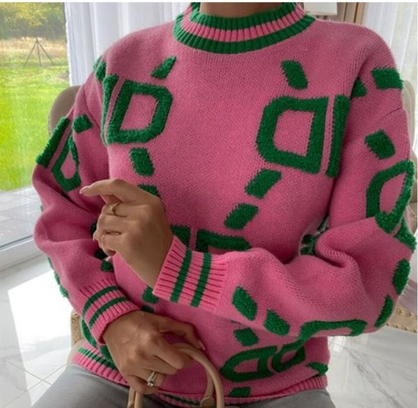Pull rose femmes hiver pull femme surdimensionné chandails tricotés dames à manches longues décontracté Y2k dame vert femme maillots