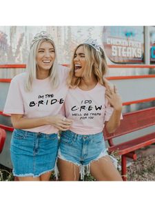 Roze t shirts ik doe bruid crew we zullen er zijn voor jullie dames vrijgezellenfeest t-shirt bruids team bruiloft korte mouw t-shirts harajuku tee