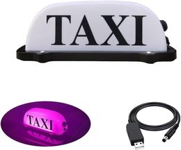 Roze taxisekenlicht voor auto, USB -oplaadbare batterij Taxi -licht, waterdichte taxiromietand LED -licht met verzegelde basis, roze taxiramp