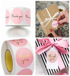 Pink Merci autocollants Autocollants roses pour la compagnie Giveaway Birthday Party Favors Labels Supplies Office Label 1in5062221