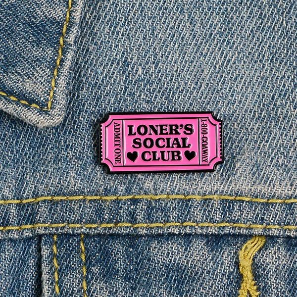 Permiso de boleto de color rosa Enamelo Pin Custom Loner's Broches para camisa Bolsa de solapa Regalo de joyería para amigo al por mayor