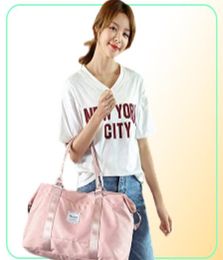 Roze reizen Duffel Bagsports Tote Gym Bagshould Weekder Overnachting Tas voor vrouwen met trolleyhuls en natte pocket1687081