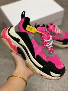Pink Triple S Sneaker Paris Schoenen Casual Schoenen Triple S Trainers Nieuwe Kleuren Chaussures Combinatiezolen