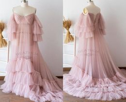 Robe de maternité en Tulle rose jupes à plusieurs niveaux robe de maternité pour Poshoot Boudoir Lingerie peignoir vêtements de nuit Babydoll Robes7430417