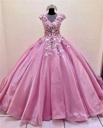 Roze tule quinceanera jurken lieverd nek kanten plus size prom feestjurken voor lieve 15 meisjes