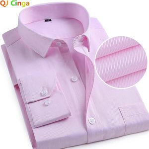 Roze Twill Katoenen Overhemd Met Lange Mouwen Heren Single Breasted Revers Shirts Zakelijk Kantoor Heren Blauw Paars Wit Camisa/Chemise S-5XL 240104