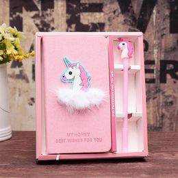 Pink Unicorn Flamingo Cactus Notebook Box Set Diario con Gel Pen Papelería Útiles escolares Regalo para niñas Niños Estudiantes WJ0163028