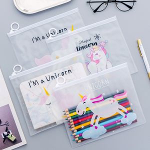 Potloodzak Cut Cartoon Tiener Meisje Leuke Mooie Pen Bag Ring Rits Dossier Organizer Transparant Student School Briefpapier