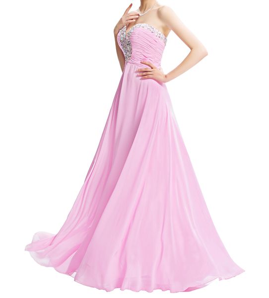 Vestidos de noche de cuello en V rosado Rata Soiree Grace Karin Crystal Boaded Pink Formal Vestidos para fiestas Vestidos para ocasiones especiales 2023 Vestidos de baile de graduación