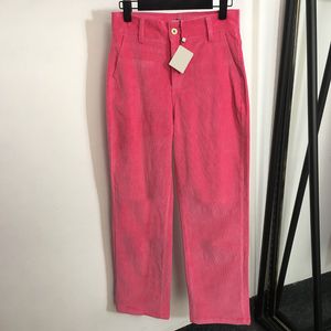 Roze fluwelen broek dames designer broek persoonlijkheid borduurbroek vrouwelijke hoge taille casual broek kleding