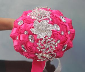 Bouquets De mariage roses Rose artificielle douce 15 Quinceanera Bouquet cristal ruban De soie nouveau Buque De Noiva 37 couleurs W228A8856315