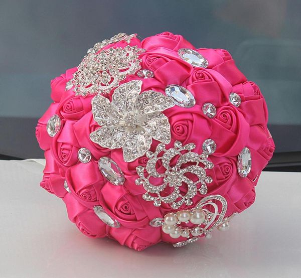 Bouquet de mariée de mariage rose Simulation fleur fournitures de mariage fleur artificielle cristal doux 15 Bouquet de Quinceanera W228A5937896
