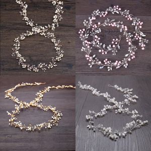 Cerures de mariée de mariage rose Bridesmaid Silver Handmade Righestone Pearl Bandband Band Luxury Hair Accessoires Fascinateurs Tiara 272E