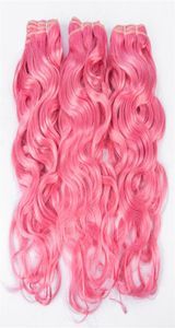 Pink húmedo y ondulado cabello humano 3 buldores de paquete de cabello rosa Human rosa Weave Weave brasileño Virgen Human Human Hair Extensions Fast Shi9295204