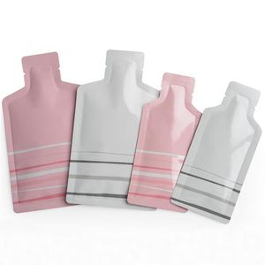 Bolsas de paquete de metal de papel de aluminio puro con forma de botella blanca rosa Bolsa de envasado al vacío de alimentos de Mylar metálico Paquete de polvo líquido de miel Paqueteagi1879