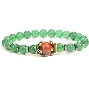 Roze witte mode-sieraden elasticiteit antieke kroon rode onyx quartz tijger oog natuursteen lava kralen vrouwen mannen armband