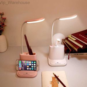 Lampe de table sans fil rose Kawaii Flexo LED bureau USB batterie portable rechargeable lecture étude chambre chevet bureau à domicile décor HKD230824