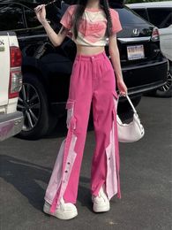 Roze vrouwen laadbroek losse baggy broek Koreaanse mode hoge taille broek Moda pantalones Anchos y Sueltos Mujer 240506