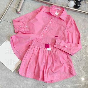 Rose Femmes T-shirts Shorts De Luxe Jeune Dame Filles Blouse Designer Chemise À Manches Longues Blouses Ensemble