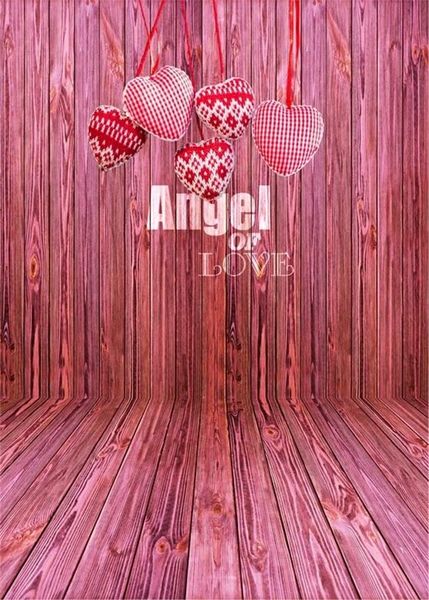 Temps photo de mur en bois rose Decoration de coeur doux pour sol en bois bébé photographie fond d'écran