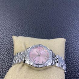 Rose Wristwatch Womens Rol Brand de haute qualité 31 mm Journal en acier inoxydable Femme 2813 Diamond Lame Ladies Dames