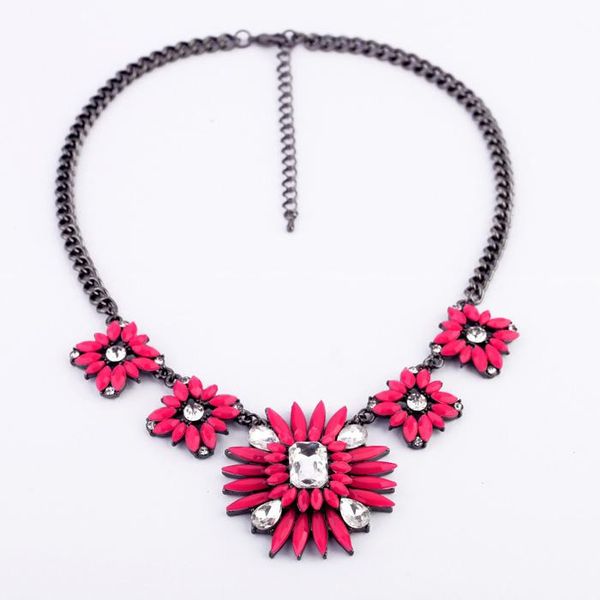 Rose jaune Marquise forme acrylique Floral collier collier bijoux 2021 mode Costume pour femmes Chokers