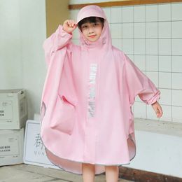 Roze gele regenjas voor kinderen jongensmeisje 8-12 jaar oude regenjas cover regenkleding poncho trench rugzak raingear 240401