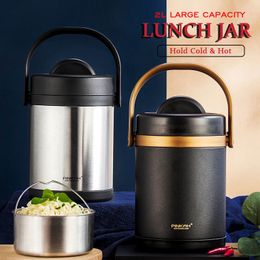 PINKAH En Acier Inoxydable Préservation De La Chaleur Lunch Box 2L Adulte D'affaires Bento Box Conteneur De Nourriture Pour Enfants Portable Pique-Nique École T200710