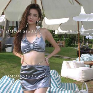 Pinkup New Silver Advanced Sexy Split trois pièces Hot Spring Vacation Fashion Bikini Split Swimsuit for Women