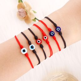 Pinky beloofde kwaad blauw oog geweven papieren kaart armband vrouwen verstelbare gelukkige rode snaar armbanden femme nieuwe mode sieraden