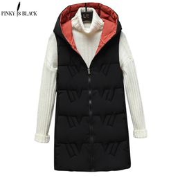 PinkyisBlack Herfst Winter Warm Vest Vrouwen Jas Dikke Twee Kanten Draagt ​​Lange Vest Katoen Gewatteerde Winter Vest Vrouwen 210817