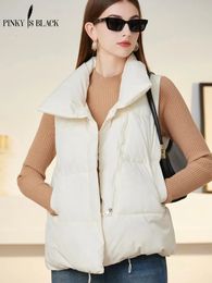 PinkyIsBlack cálido otoño invierno mujer chaleco corto abrigo bolsillos moda casual chaqueta sin mangas chaleco sólido para mujer 240115