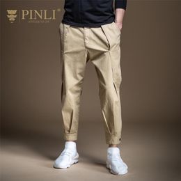 PINLI Spring New Cargo Pants Pantalones casuales Color sólido Pies de bolsillo Hombres Slim High Quality Menswear B201117068 201109