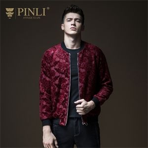 Pinli winter korting klaring 100% polyester slanke jacquard warme casual heren honkbal uniform vaste kleur jas jas 201127