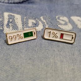 Pins broches 1% 99% elektriciteitshoeveelheid gesp buckle metalen kleding badges revintage email pin sieraden decoratie accessoires Seu22