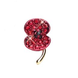 Pins Broches 1 Inch Rood Emaille Poppy Collectie Crystal Diamante Reversspeld 231214