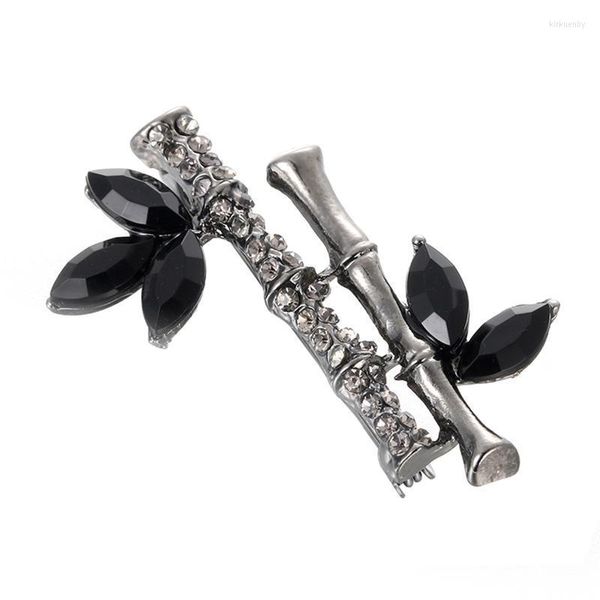 Alfileres Broches 1 Uds Broche de Metal accesorio de ropa unisex Pin de bambú de cristal de estilo chino Diamante de imitación en forma de planta Kirk22