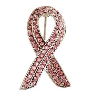 Pins, broches 1 stks roze kristal strass strik boeg borstkanker bewustzijn pin lint broche lucky sieraden